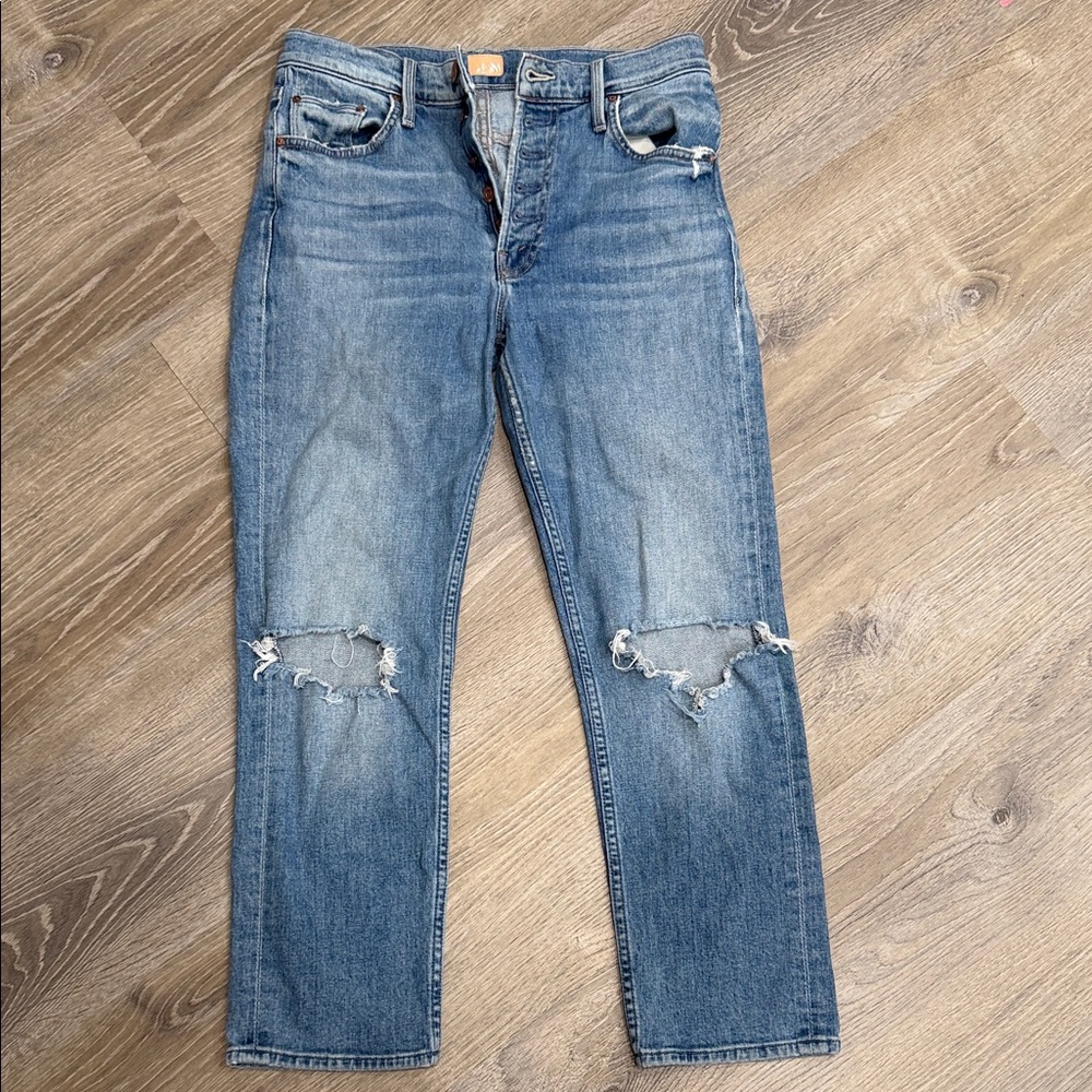 MOTHER The Pixie Tomcat Crop Ripped Jeans